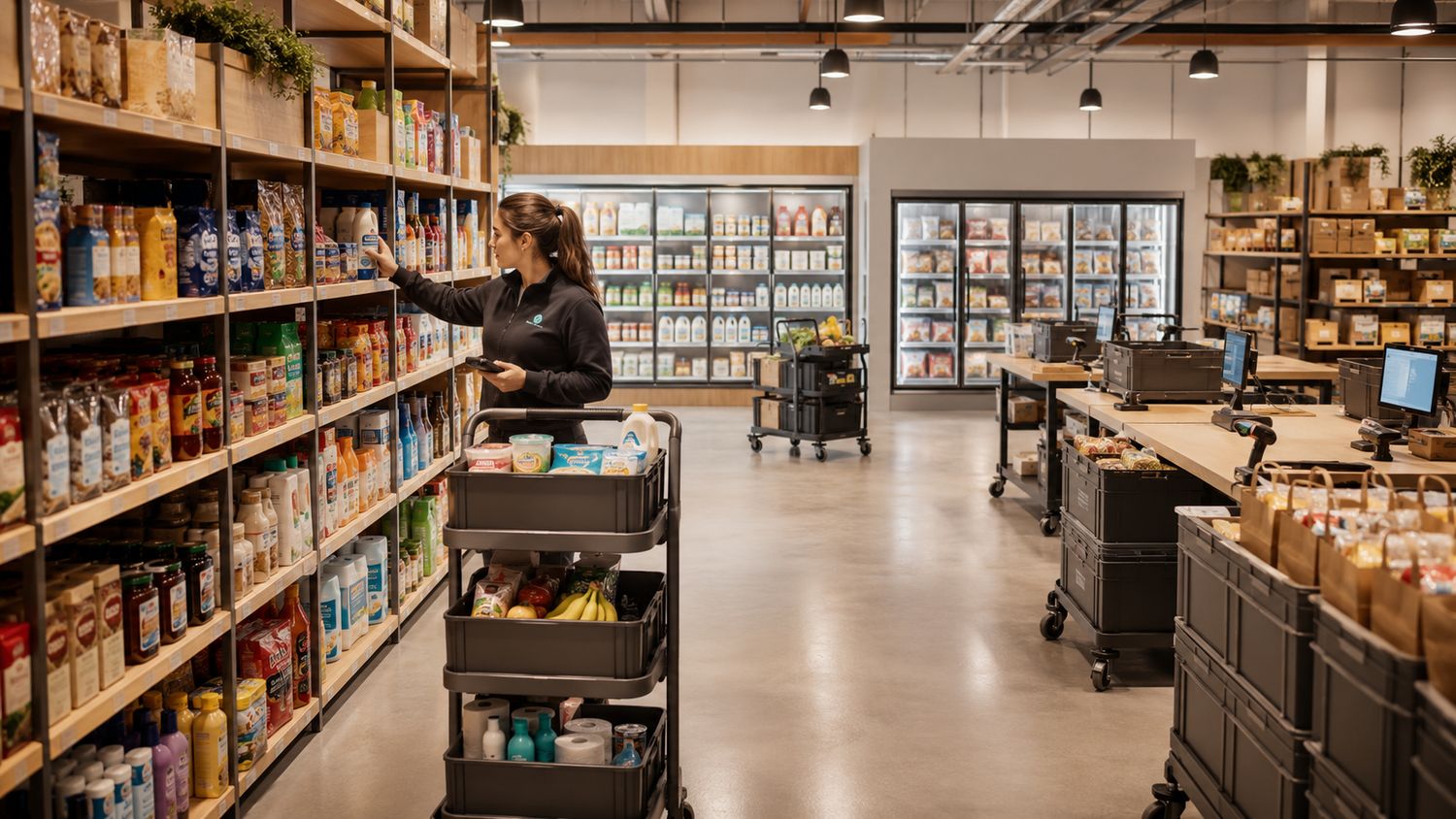 Regional fulfillment warehouse, staff picking orders